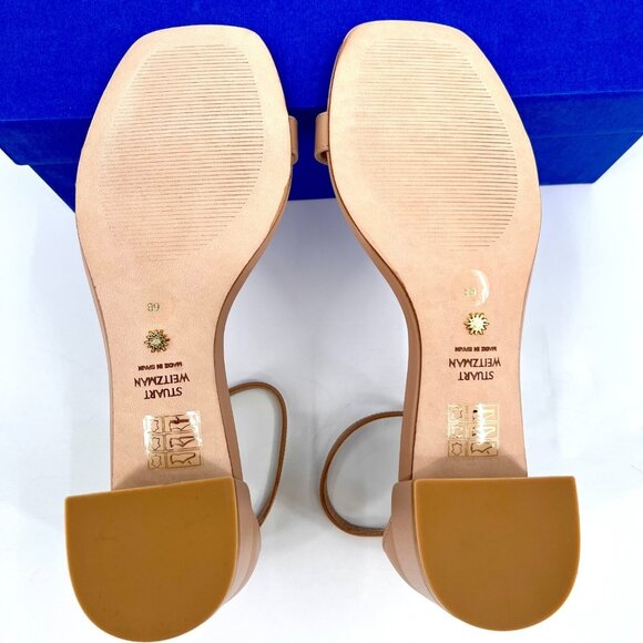 Stuart Weitzman NudistCurve 35 Sandal Size 6 B Adobe Patent Leather Square Toe - Picture 13 of 15